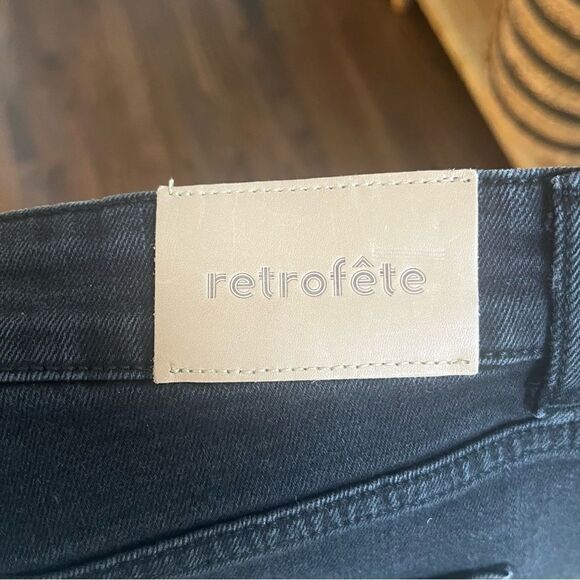 Retrofete Button Fly Distressed Raw Hem Black Denim Jeans Size 31, NWT - Picture 9 of 12